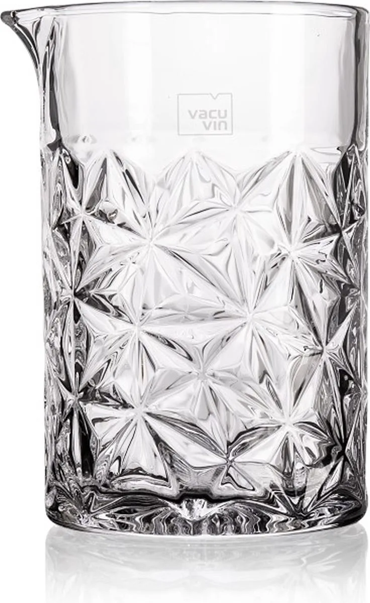 Mixing Glass 650 ml – Cocktail Mengglas – RVS Design Print – Voor Geroerde Cocktails van Vacu Vin in Transparant – productfoto