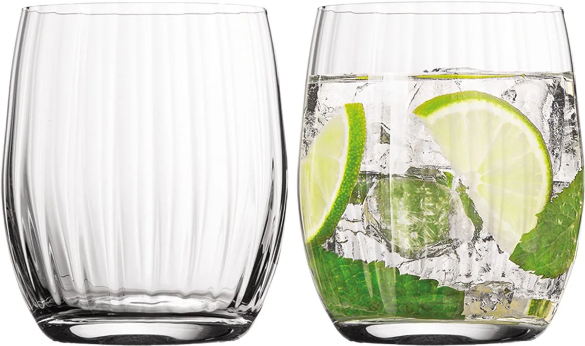 Waterglazen Set - Tumbler Glazen - Drinkglazen - Ribbel Glazen - Set van 2 stuks - 30 cl - Kristalglas - Vaatwasserbestendig van Vacu Vin in Doorzichtig met ribbelstructuur – productfoto