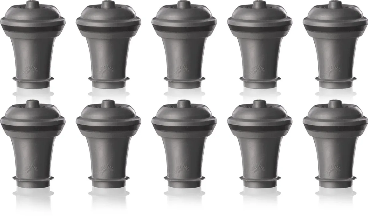 Wijnstoppers Set van 10 – Reserve Afsluitdoppen voor Wine Saver – Herbruikbaar van Vacu Vin in Grijs – productfoto