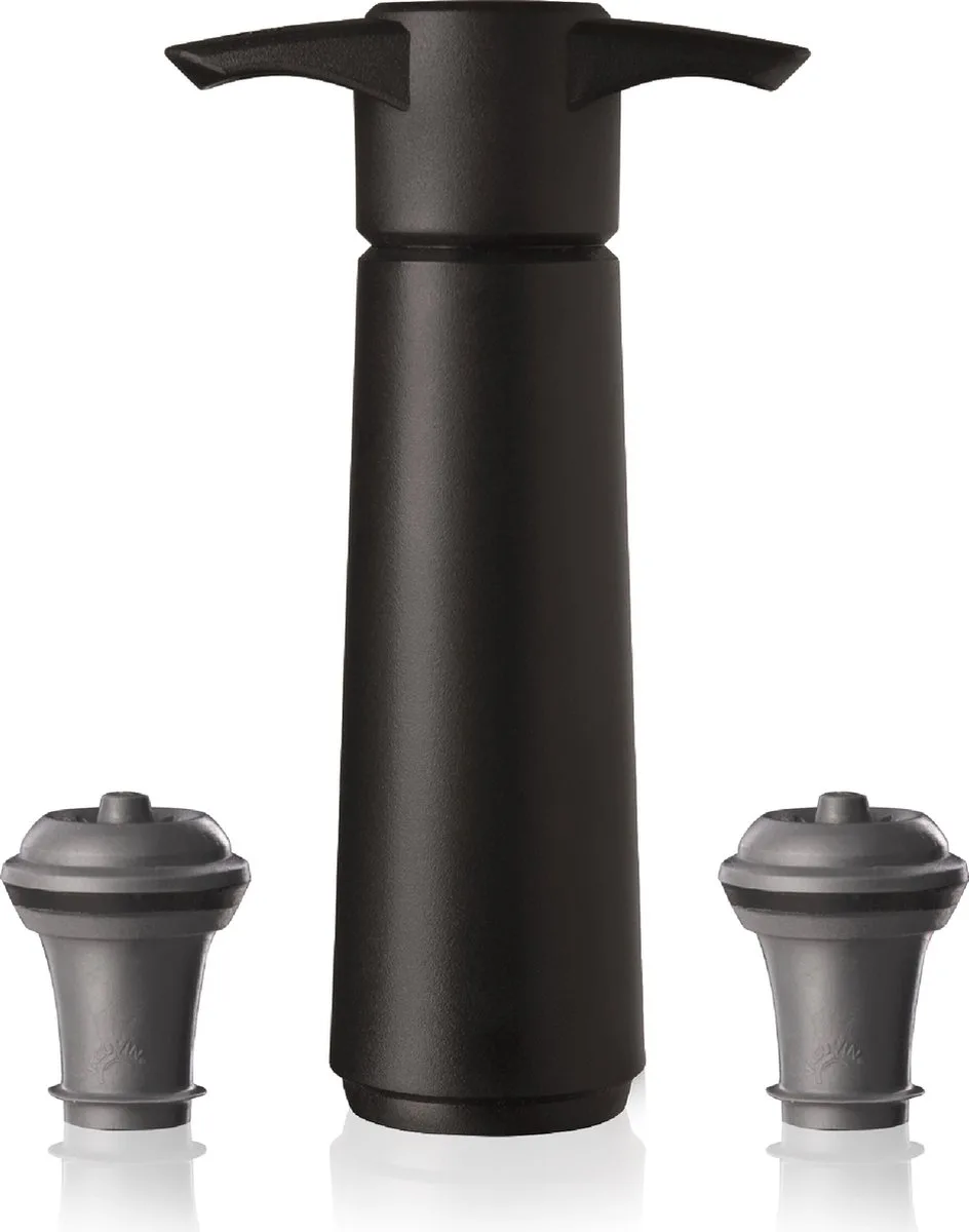 Wine Saver Zwart | Vacuüm Wijnpomp | 2 Vacuum Wine Stoppers van Vacu Vin in Zwart, Grijs – productfoto