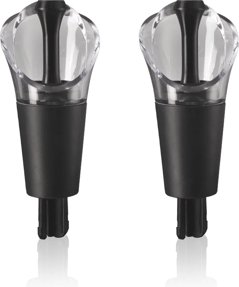 Wine Server & Stopper | Set van 2 Wijnstoppers en -schenkers van Vacu Vin in Zwart – productfoto