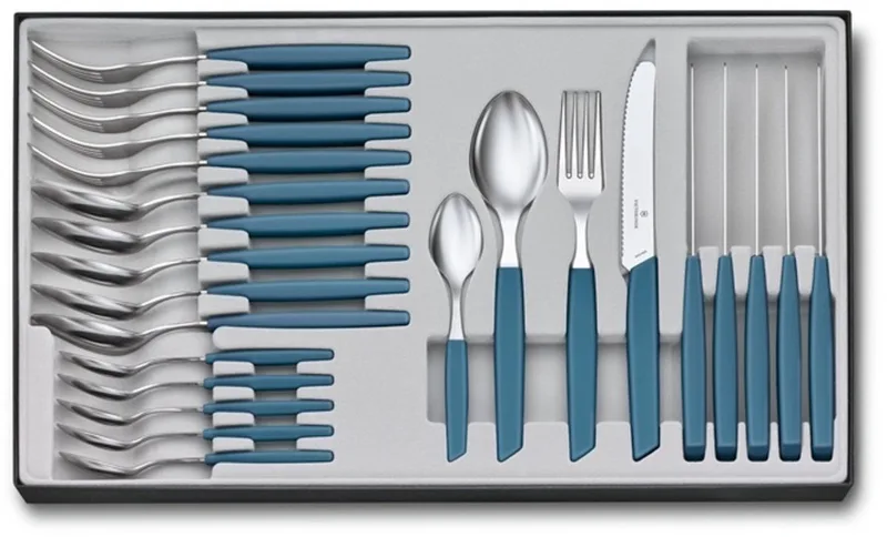 Bestekset Swiss Modern - 24-delig - Pastel - RVS/PP fra Victorinox i Blå – produktbillede 1 af 3