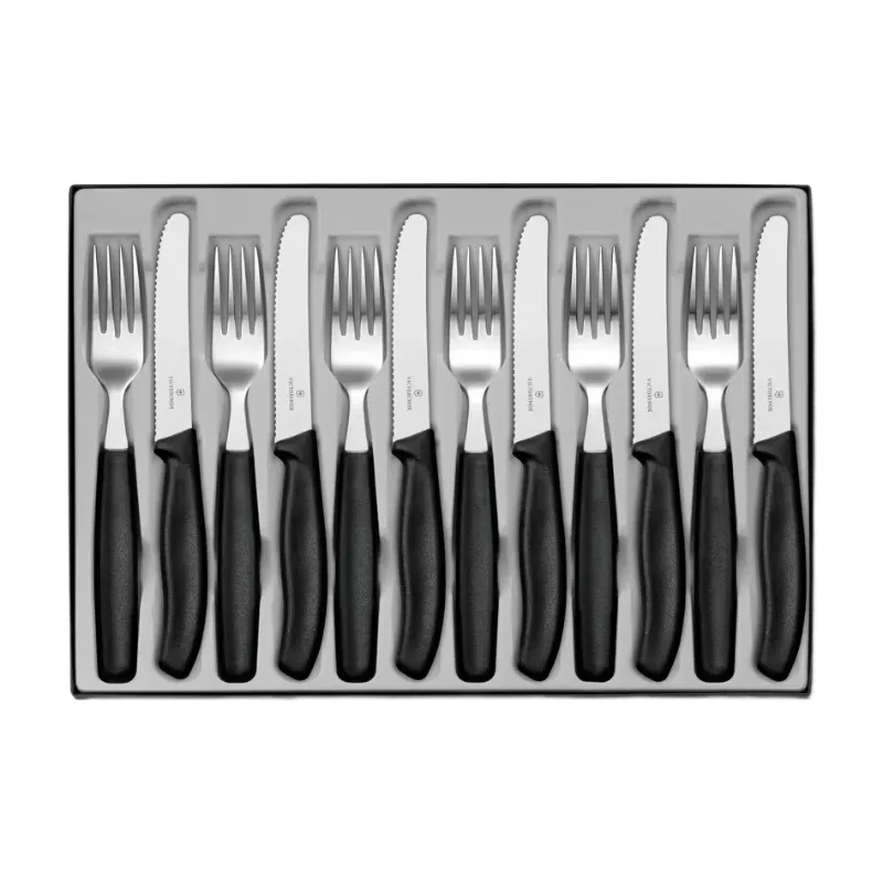 Classic Besteckset (Tomatenmesser), 12-teilig, Wellenschliff, Schwarz by Victorinox – product photo