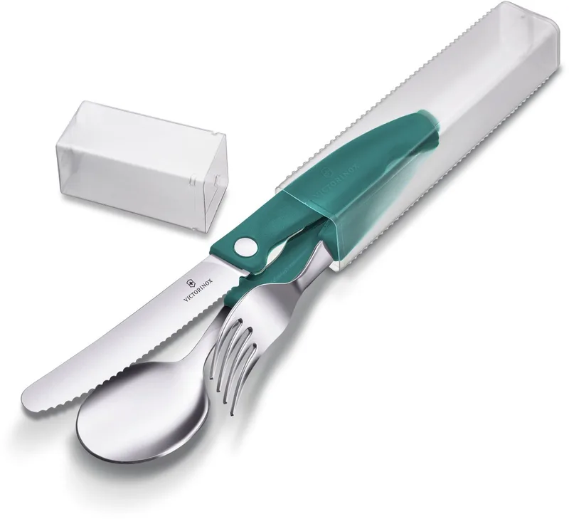 Swiss Classic 3-delige Bestekset - Oranje - RVS de Victorinox en Vert – photo produit