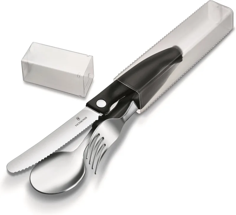 Swiss Classic 3-delige Bestekset - RVS von Victorinox in Schwarz – Produktfoto