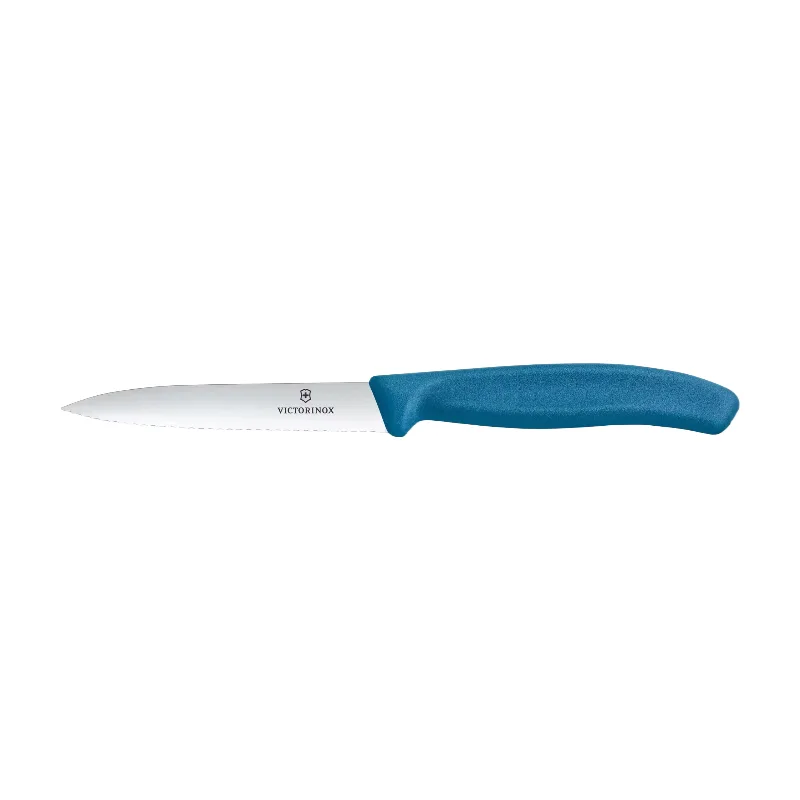 Swiss Classic Gemüsemesser, 10 cm, Wellenschliff, mit Spitze, Blau by Victorinox – product photo