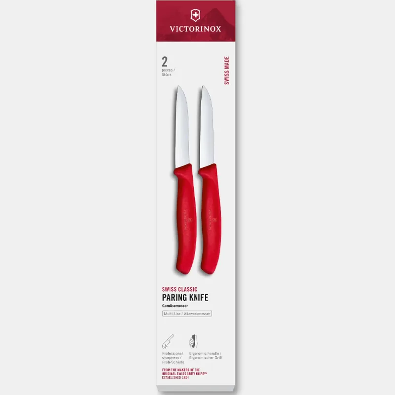 Swiss Classic, Gemüsemesser, 2-teilig, 8 cm, gerade, rot, Box by Victorinox – product photo
