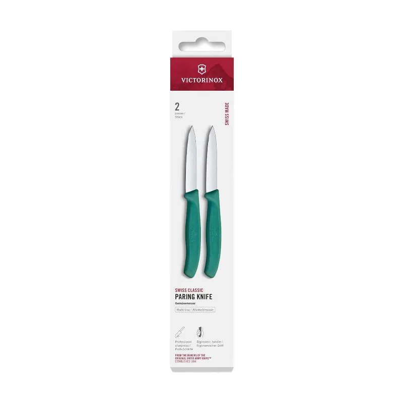 Swiss Classic Gemüsemesser 2-teiliges Set, 8 cm gerade Klinge, grüne Geschenkbox by Victorinox – product photo