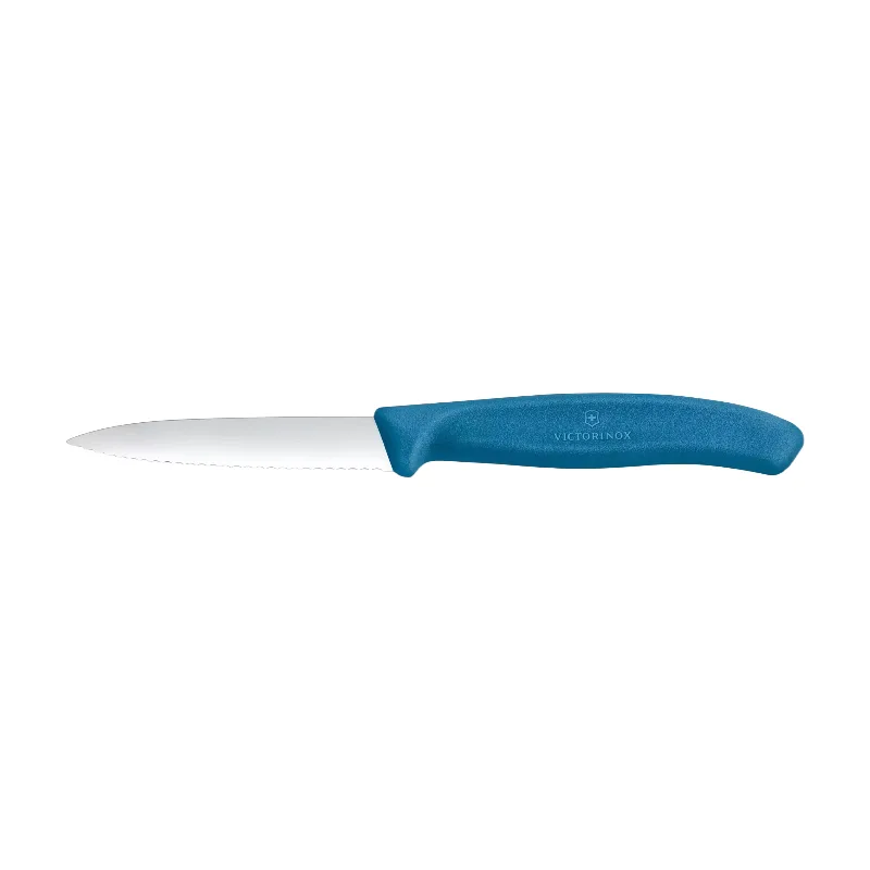 Swiss Classic Gemüsemesser, 8 cm, Wellenschliff, Mittelspitz, Blau by Victorinox – product photo