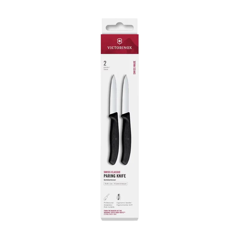 Swiss Classic Gemüsemesser-Set, 2 Stück., 8 cm, gerade, Schwarz, in Schachtel by Victorinox – product photo