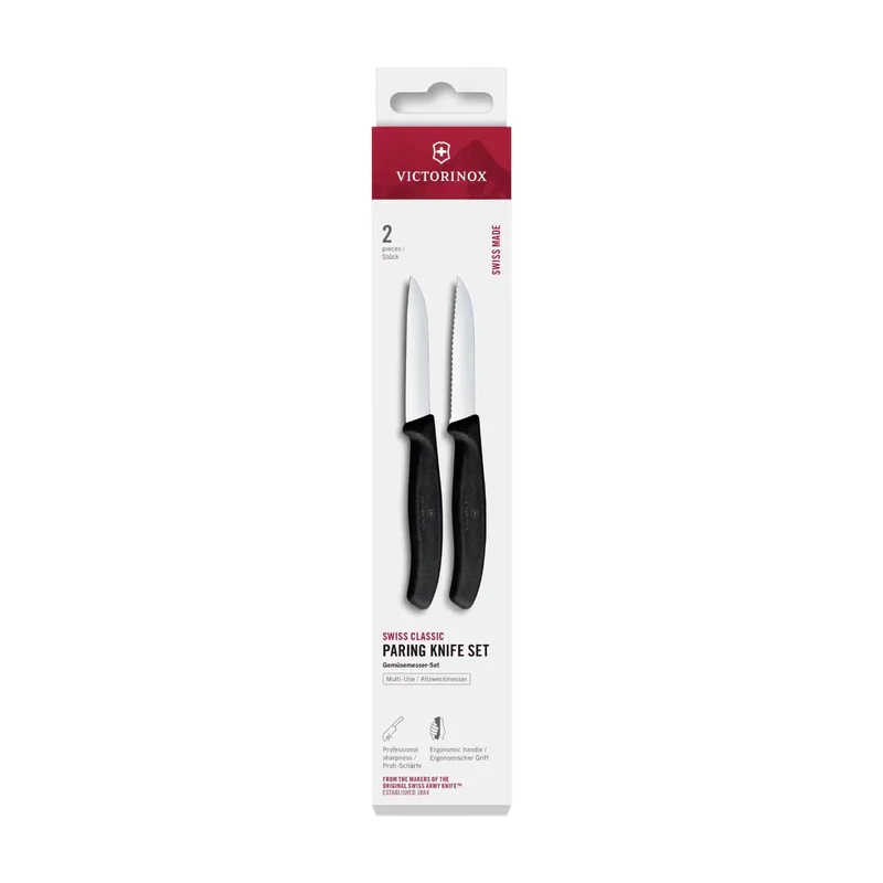 Swiss Classic Gemüsemesser-Set, 2-teilig, 8 cm, Gerade/Welle, Schwarz, B by Victorinox – product photo