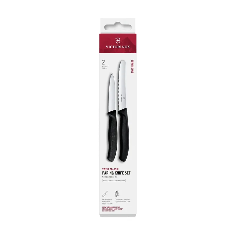 Swiss Classic Gemüsemesser-Set, 2-teilig, glatt/gewellt, Schwarz, Schachtel by Victorinox – product photo