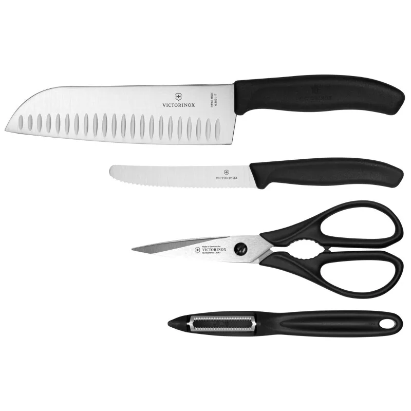 Swiss-Classic-Serie Messer-, Scheren- und Schäler-Küchenset - 4-teilig - Schwarz fra Victorinox – produktbillede