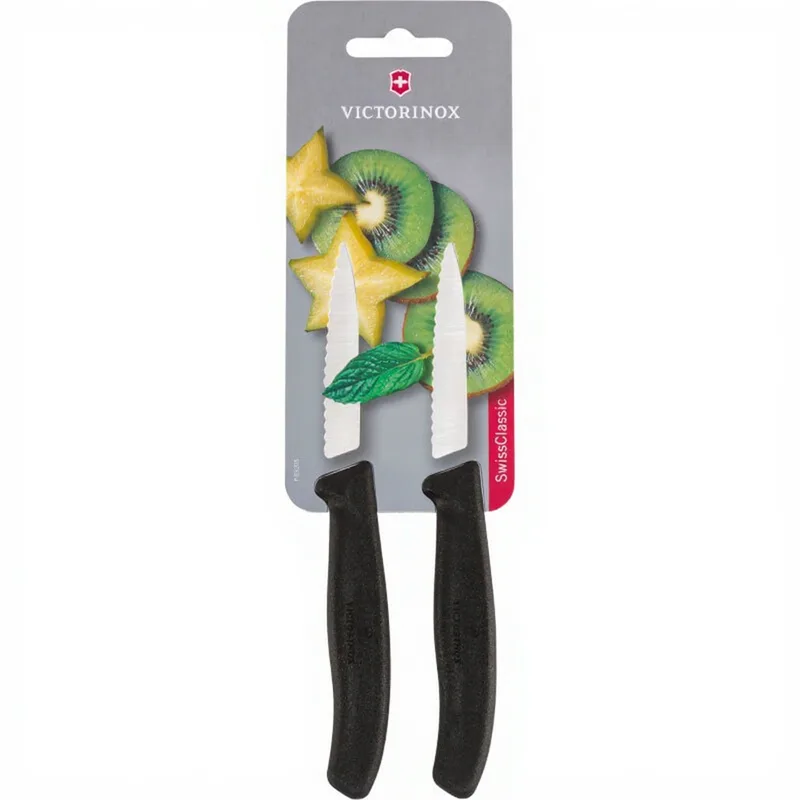 Swiss Classic Serie Schälmesser Obstmesser - Set aus 2 - 8 cm - Schwarz van Victorinox – productfoto