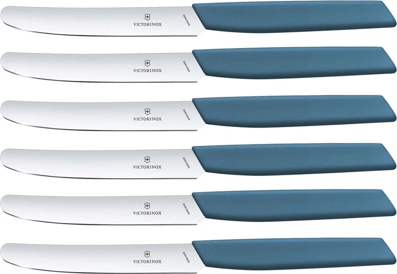 Swiss Modern Tafelmessen - 6-delig - RVS/PP - Recht by Victorinox in Blue – product photo