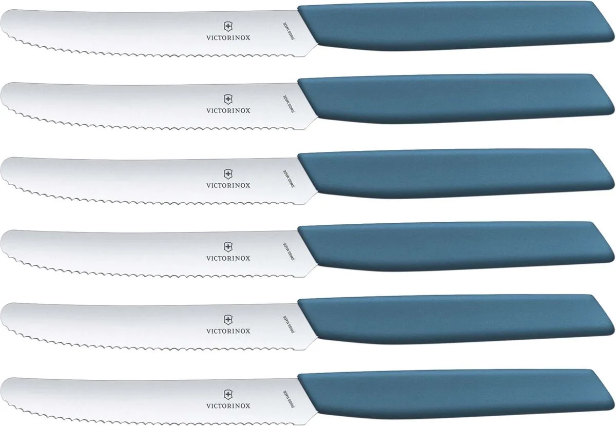 Swiss Modern Tomatenmessen - 6-delig - RVS/Blauw - Kartel de Victorinox en Bleu – photo produit