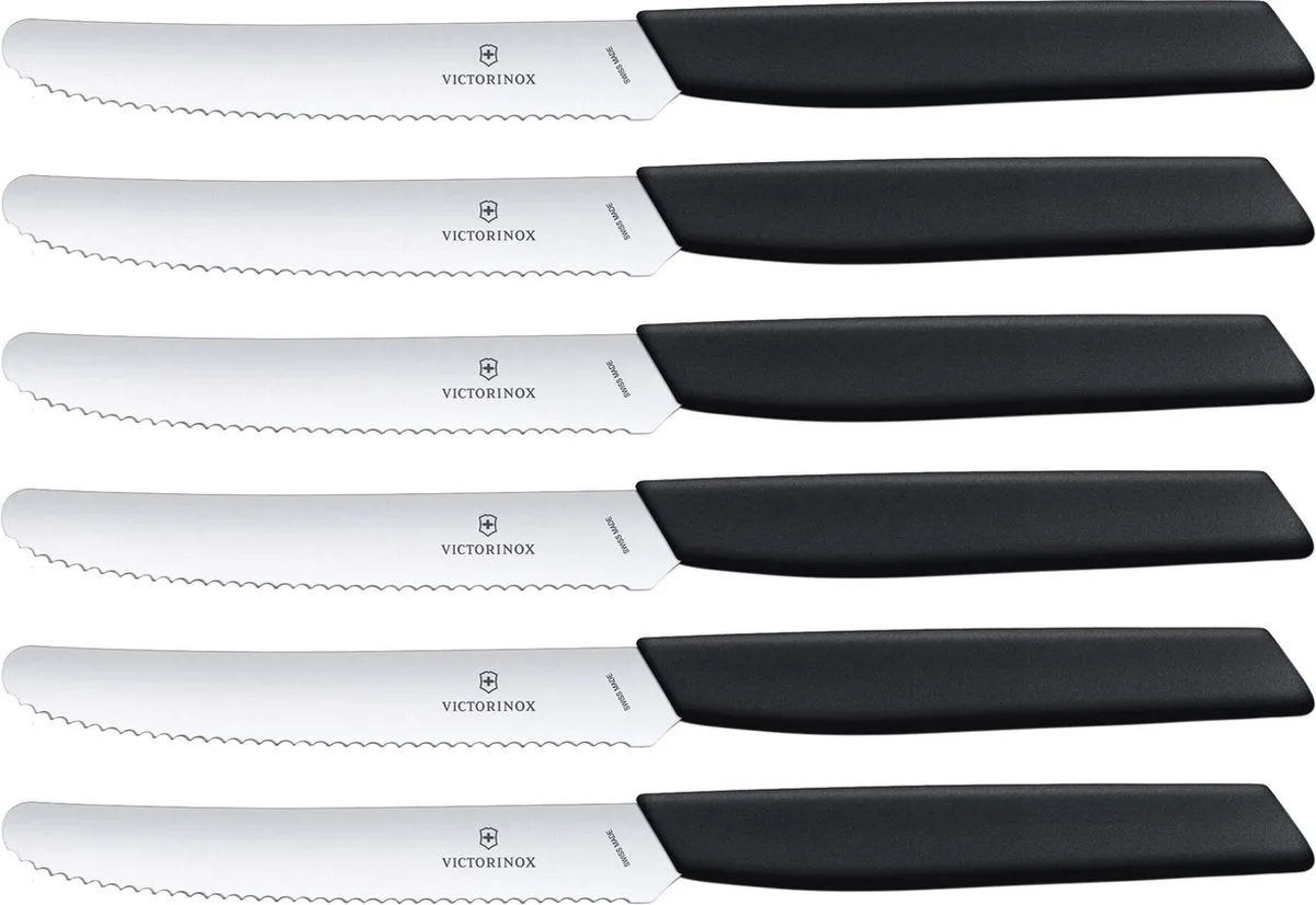 Swiss Modern Tomatenmessen - 6-delig - RVS/Zwart - Kartel fra Victorinox i Sort – produktbillede