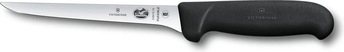 uitbenen mes met gebogen lemmet - zwart - lemmet 15 cm de Victorinox en Argent – photo produit