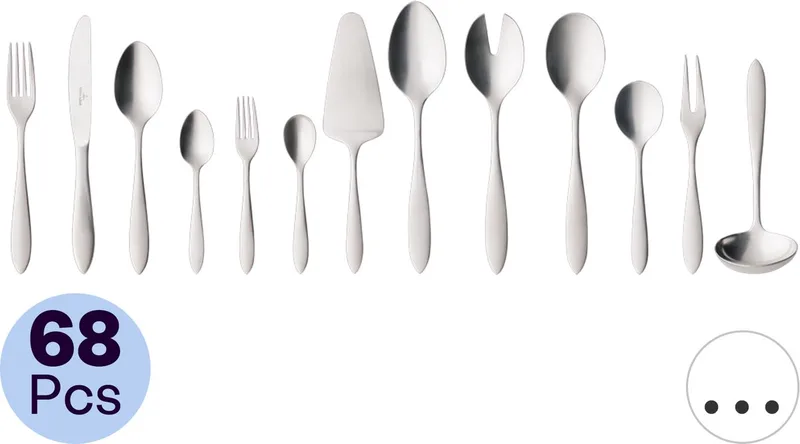 Arthur Bestekset - 68 delig - Mat geborsteld by Villeroy & Boch in Silver – product photo