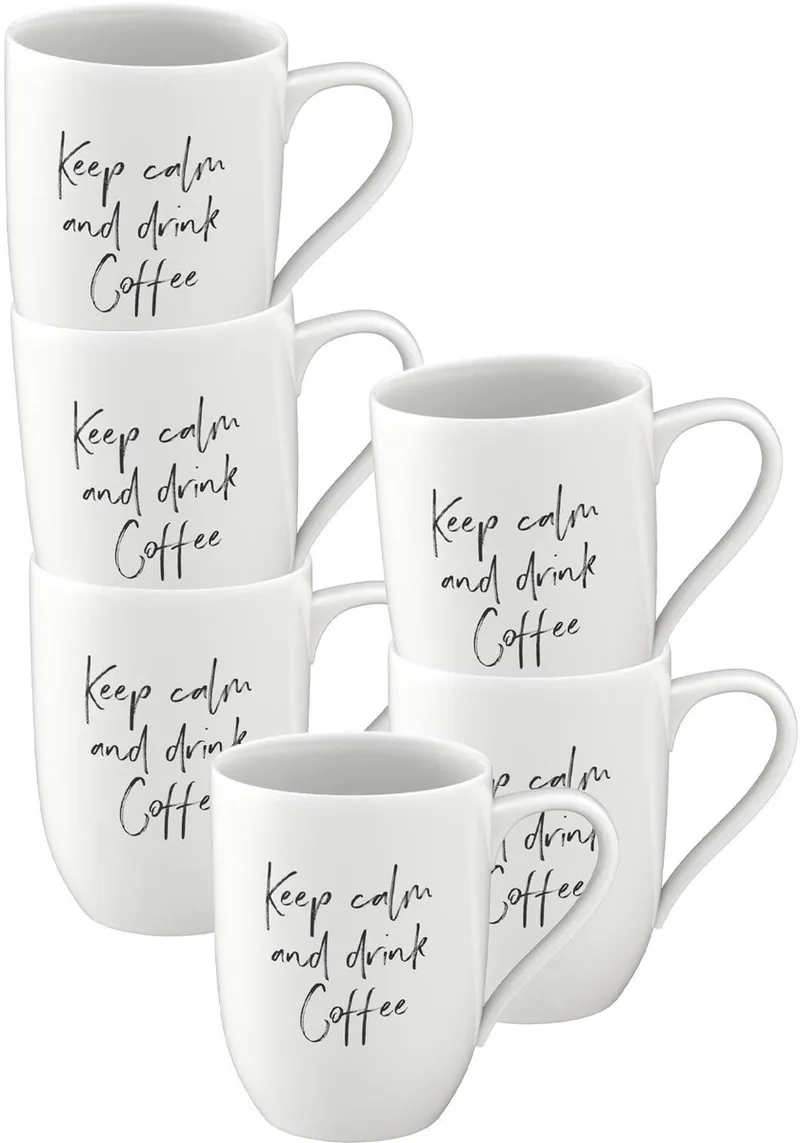 Becher 'Keep calm and drink Coffee' Statement 290 ml Set van 6 by Villeroy & Boch in Wit-gekleurd – product photo