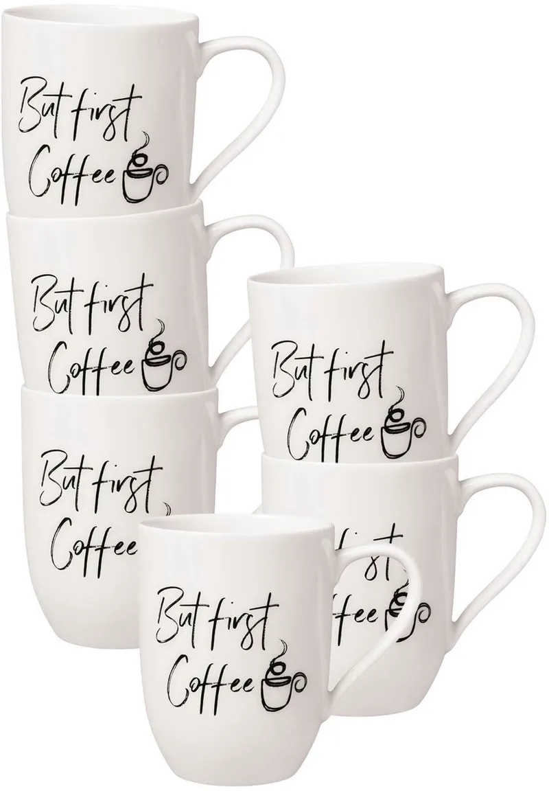 Becher mit Henkel 'But first Coffee' Statement 290 ml Set van 6 by Villeroy & Boch in Wit-gekleurd – product photo
