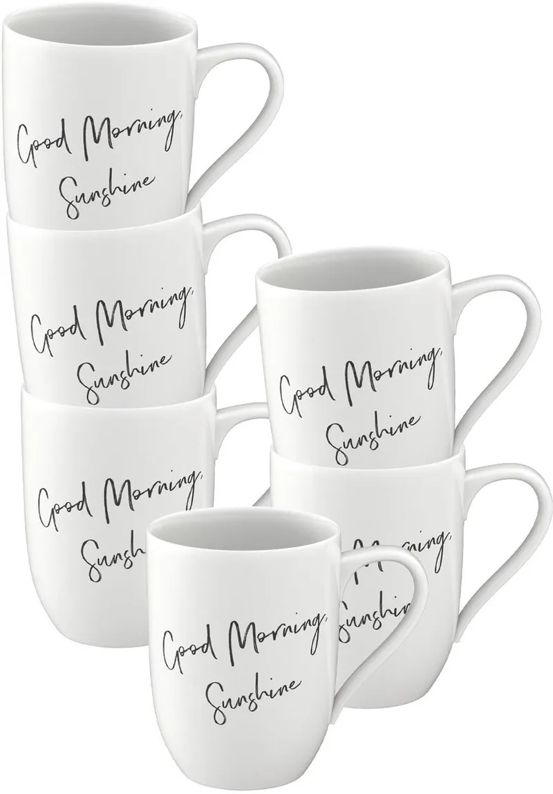 Becher mit Henkel 'Good Morning, Sunshine' Statement 290 ml Set van 6 fra Villeroy & Boch i Wit-gekleurd – produktbillede