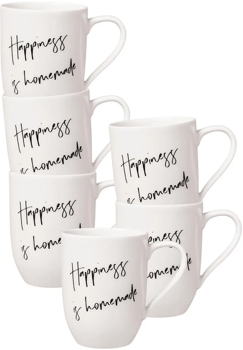 Becher mit Henkel 'Happiness is Homemade' Statement 290 ml Set van 6 fra Villeroy & Boch i Wit-gekleurd – produktbillede
