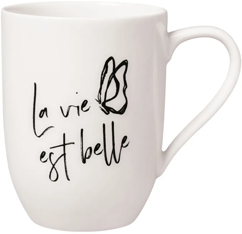 Becher mit Henkel 'La vie est belle' Statement 290 ml by Villeroy & Boch in Wit-gekleurd – product photo