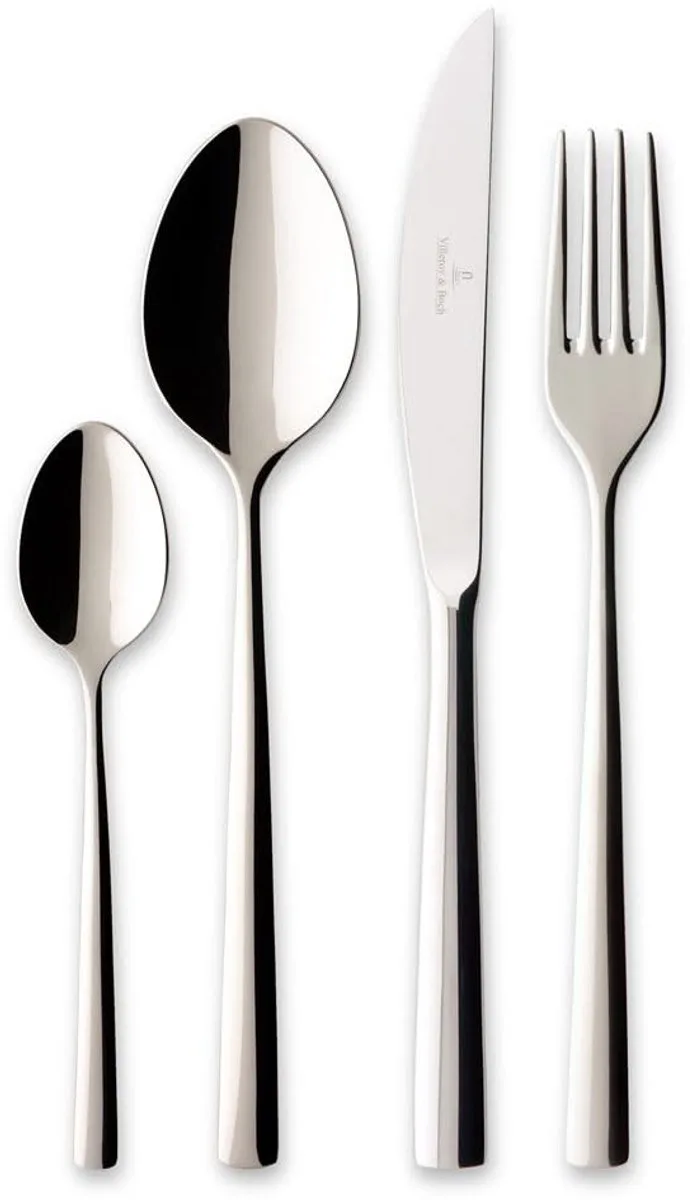 Bestekset Piemont 4 Persoons (16-delig) | Bestek, Lepels, Messen, Vorken - Vaatwasserbestendig | Hoogwaardige Roestvrij Staal / RVS by Villeroy & Boch in Silver – product photo