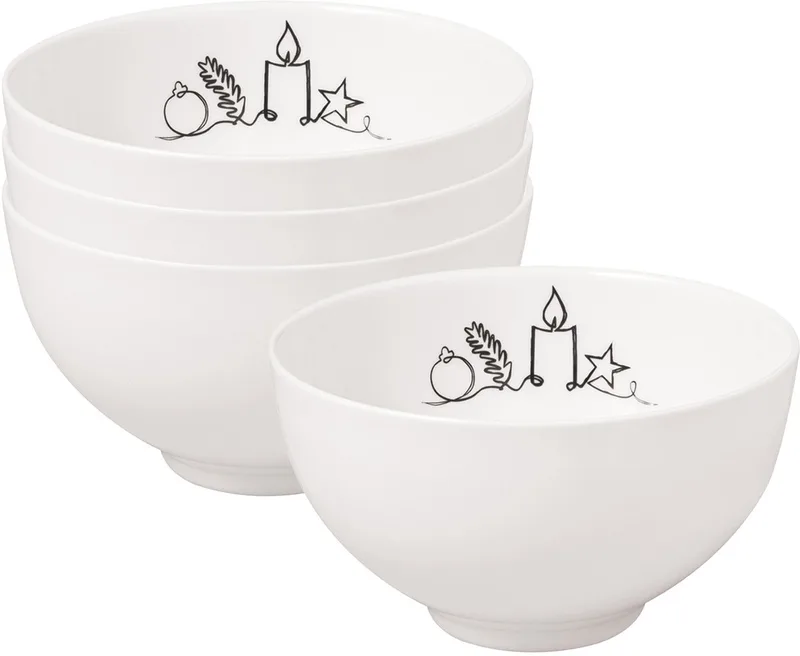 Bols XMAS Statement Lines ø 13,8 cm Set van 4 by Villeroy & Boch in Wit-gekleurd – product photo