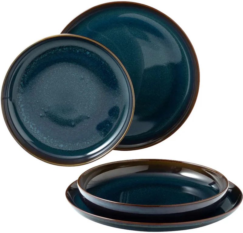 Bordenset Crafted - Denim - 4-delig / 2 personen - 2 diepe borden & 2 ontbijtborden de Villeroy & Boch en Bleu – photo produit