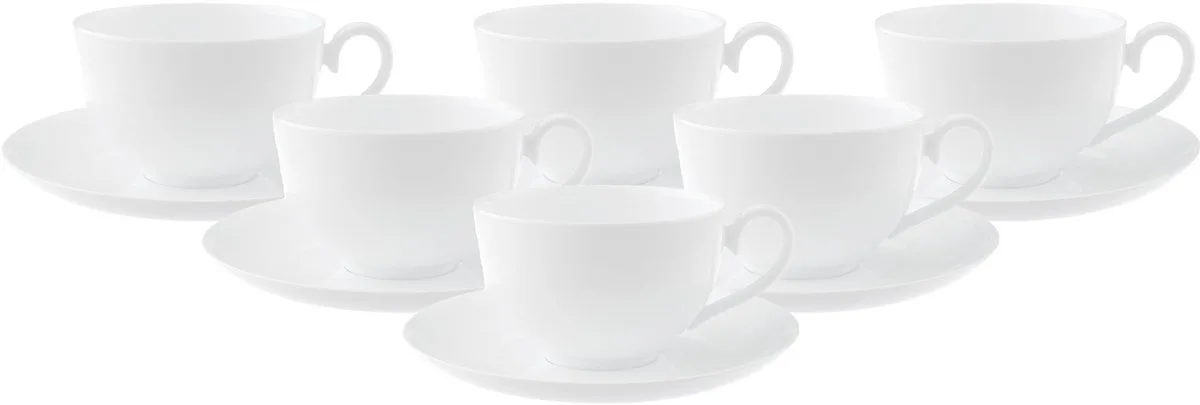 Café au Lait Tassen mit Untertassen Royal 400 ml Set van 6 de Villeroy & Boch en Wit-gekleurd – photo produit