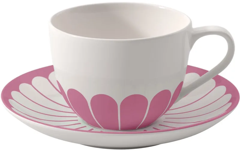 Cappuccinotasse mit Untertasse Fleur Couleur 300 ml by Villeroy & Boch in Pink – product photo