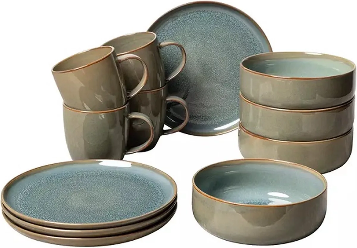 Crafted Breeze - Ontbijtset 12-dlg van Villeroy & Boch in Groen – productfoto