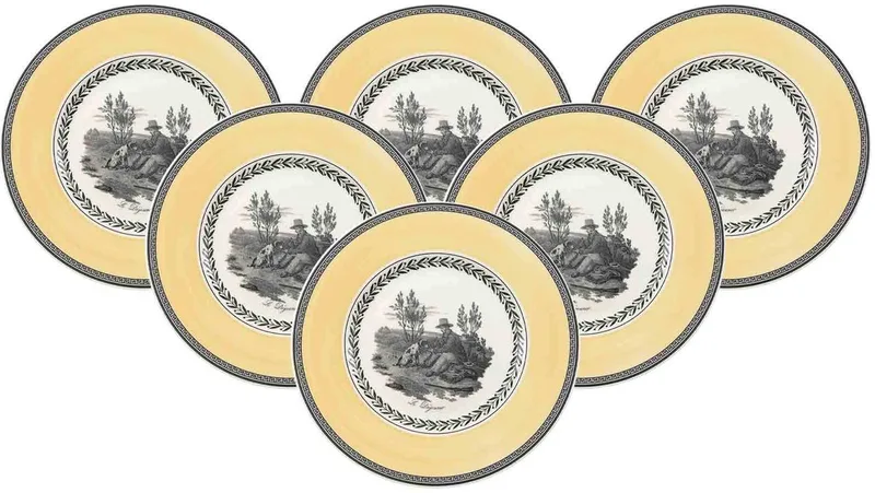 Frühstücksteller Audun Chasse ø 21,6 cm Set van 6 by Villeroy & Boch in Wit-grijs-geel – product photo
