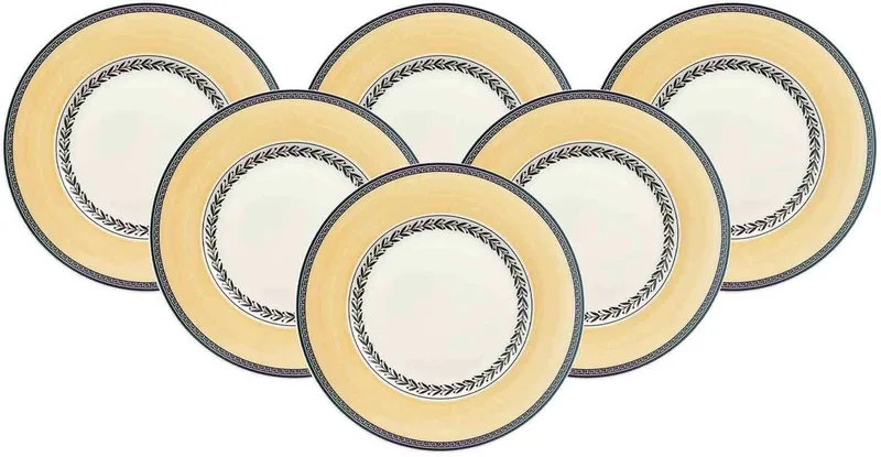 Frühstücksteller Audun Fleur ø 21,6 cm Set van 6 von Villeroy & Boch in Wit-grijs-geel – Produktfoto