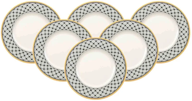 Frühstücksteller Audun Promenade ø 21,6 cm Set van 6 fra Villeroy & Boch i Wit-grijs-geel – produktbillede