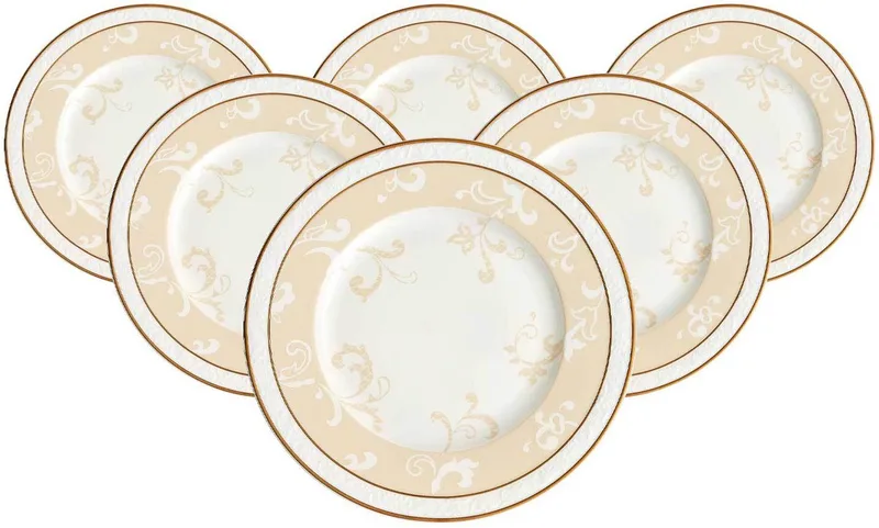 Frühstücksteller Ivoire ø 22,7 cm Set van 6 de Villeroy & Boch en Wit-goud – photo produit
