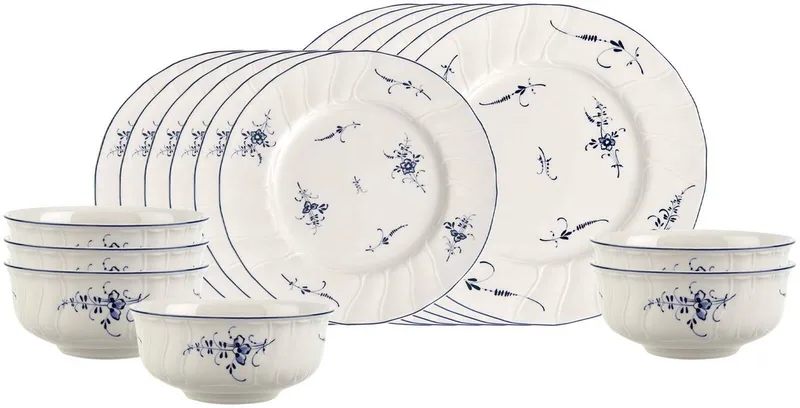 Geschirr-Set Vieux Luxembourg Set van 18 fra Villeroy & Boch i Wit-blauw – produktbillede