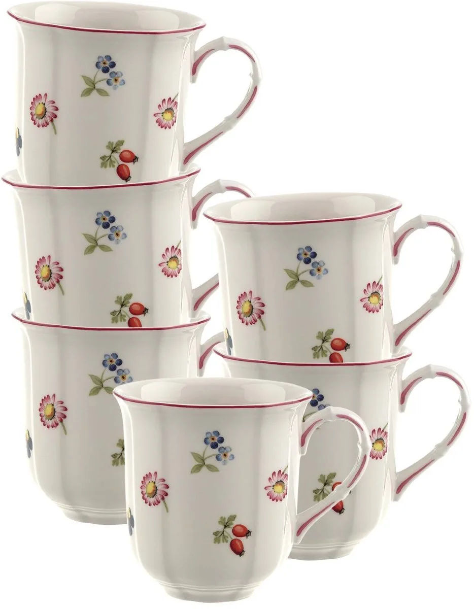 Henkelbecher Petite Fleur 300 ml Set van 6 de Villeroy & Boch en Wit-gekleurd – photo produit