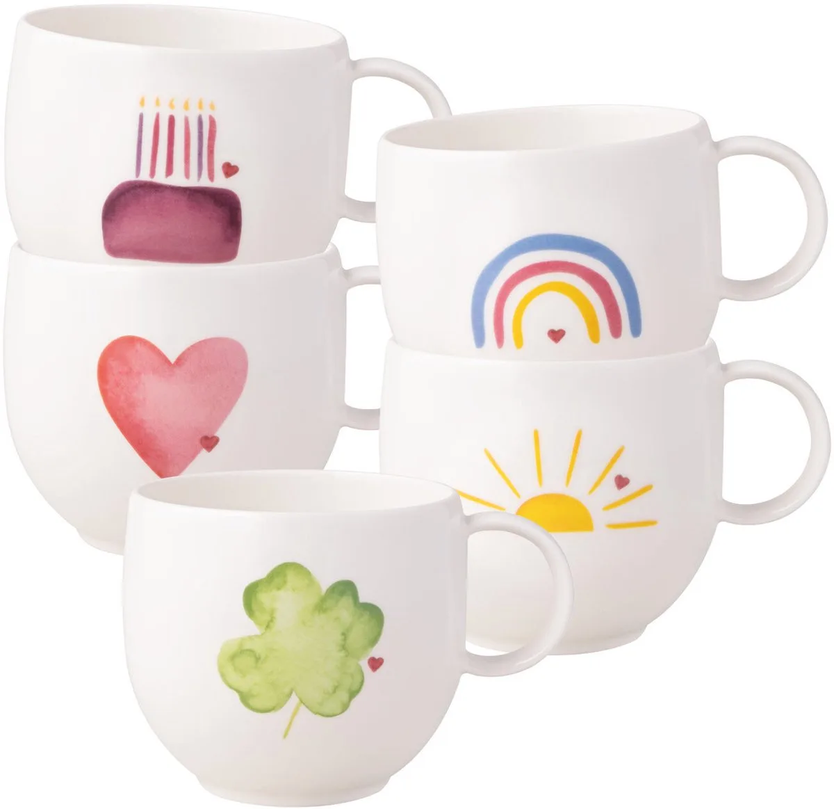 Henkelbecher With Love 290 ml Set van 5 de Villeroy & Boch en Wit-geel – photo produit