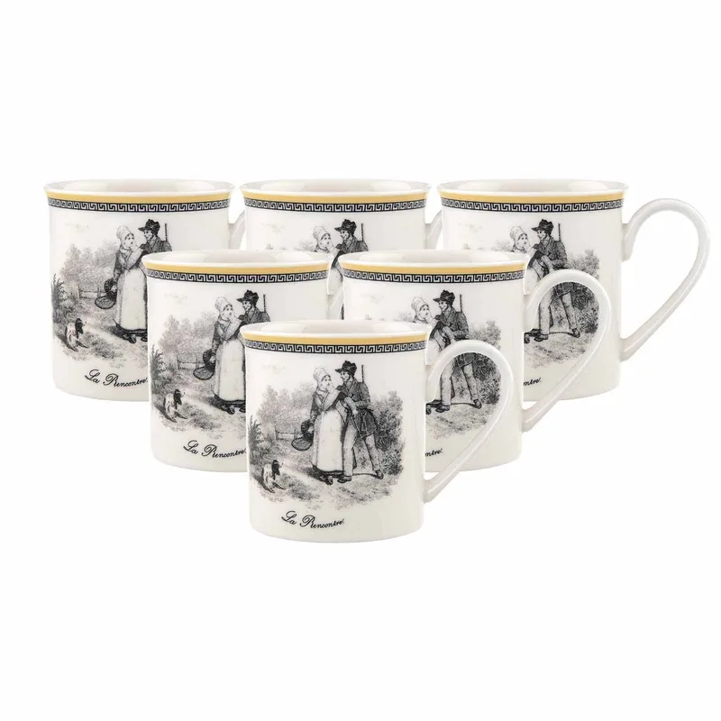 Kaffeebecher Audun Chasse 300 ml Set van 6 by Villeroy & Boch in Wit-grijs-geel – product photo