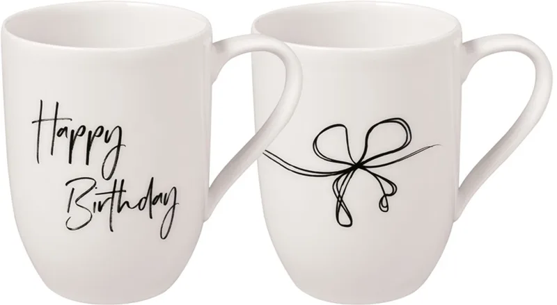 Kaffeebecher Happy Birthday Statement 280 ml Set van 2 de Villeroy & Boch en Wit-gekleurd – photo produit