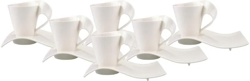 Kaffeebecher mit Unterteller NewWave Caffè 300 ml Set van 6 de Villeroy & Boch en Wit-gekleurd – photo produit