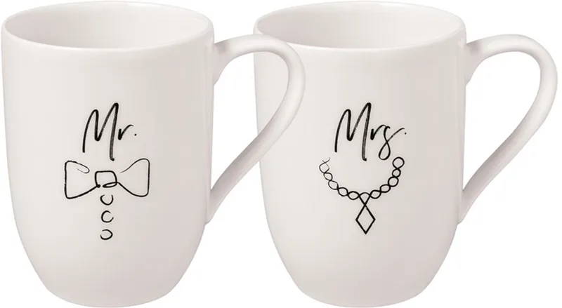 Kaffeebecher Mr and Mrs Statement 280 ml Set van 2 by Villeroy & Boch in Wit-gekleurd – product photo