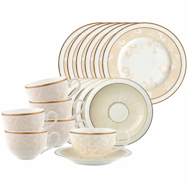 Kaffeeservice Ivoire Set van 18 von Villeroy & Boch in Wit-goud – Produktfoto