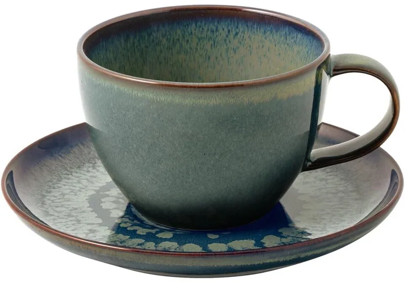 Kaffeetasse mit Untertasse Crafted 170 ml Set van 2 fra Villeroy & Boch i Grøn – produktbillede