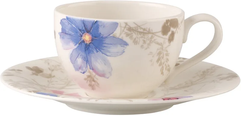 Kaffeetasse mit Untertasse Mariefleur Gris Basic 150 ml von Villeroy & Boch in Gekleurd – Produktfoto
