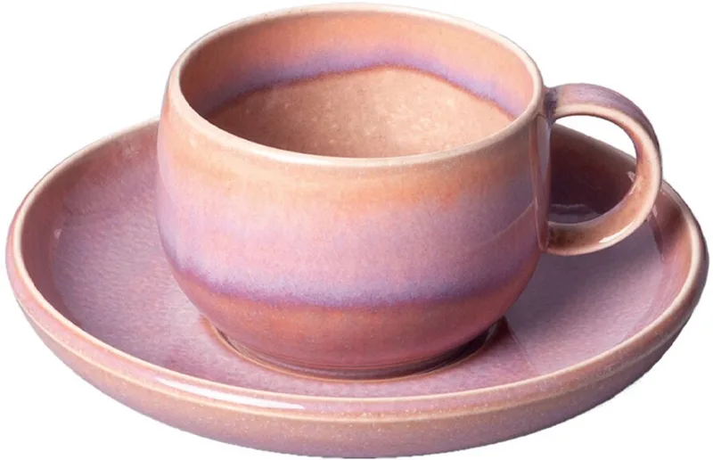 Kaffeetasse mit Untertasse Perlemor Coral 190 ml de Villeroy & Boch en Roze-roze – photo produit