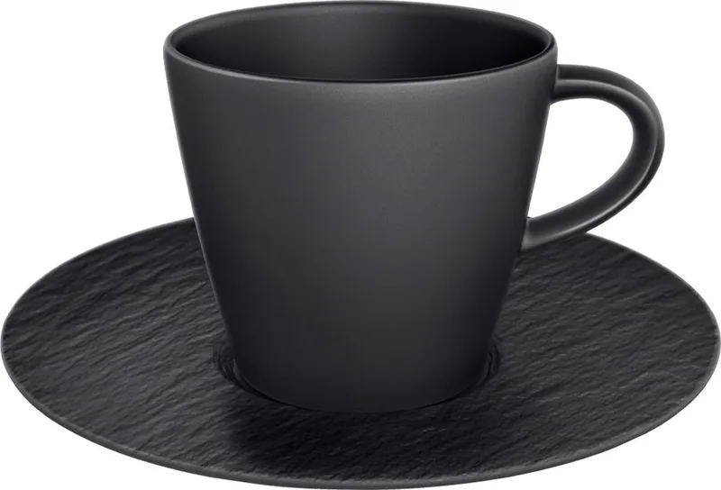 Koffiekop en -schotel Set / Mokkakopje en Schotel Manufacture Rock – 160 ml – Bevat 1 Koffiekopje en 1 Schotel – Stijlvol en Duurzaam – Perfect voor Koffie, Thee en Drankjes von Villeroy & Boch in Schwarz – Produktfoto